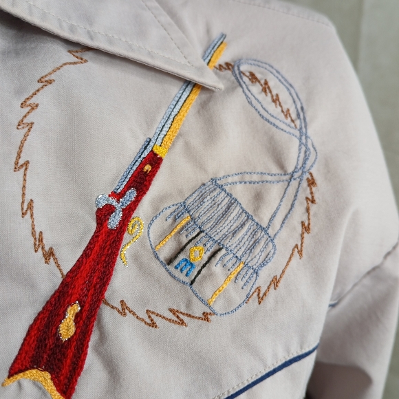 Kennsington Rockin Ranchwear Gray Pearl Snaps Embrodered Western Shirt Men's Lg - Picture 7 of 9